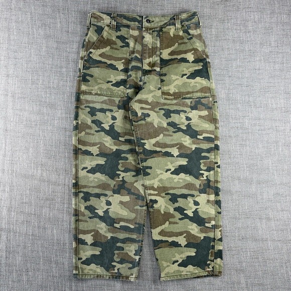 Free People Remy Fatigue Cropped High Rise Pants 31x24.5 Military Camo Cute 30 - Picture 1 of 16